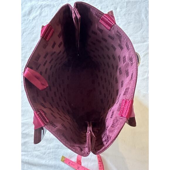 Vintage Maroon Satin Handbag with Wood Handles | Retro Boho Bag - Picture 5 of 6